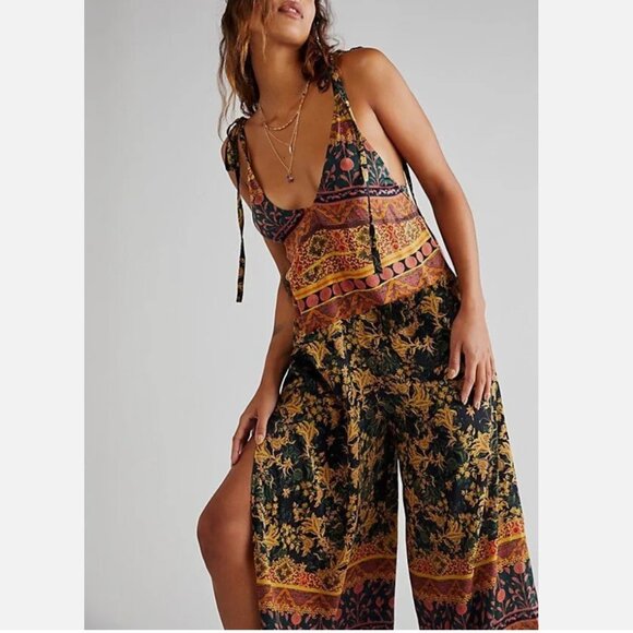 Free People Size Small Leona Slit Leg Sleeveless Jumpsuit - Picture 1 of 11